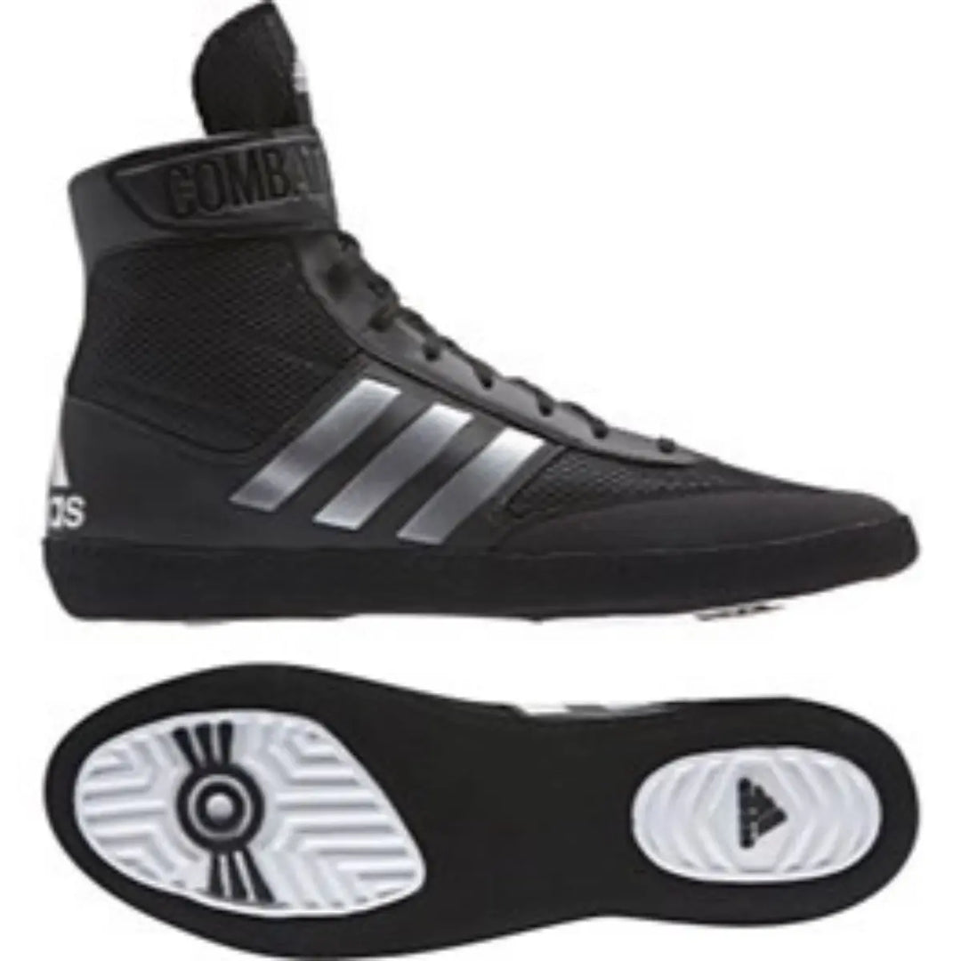 Adidas worstelschoenen Speed 5 in zwart, close-up van het slanke en lichte ontwerp