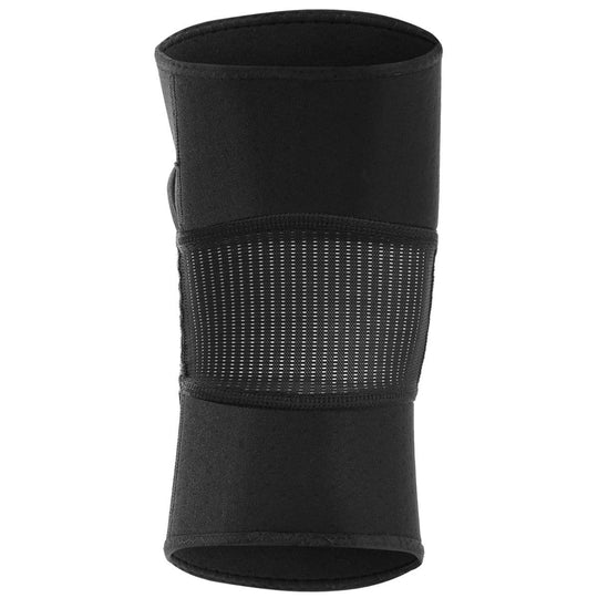 Zwarte Booster kniebeschermers liggend weergegeven met zicht op het witte Booster-logo en verstevigde padding