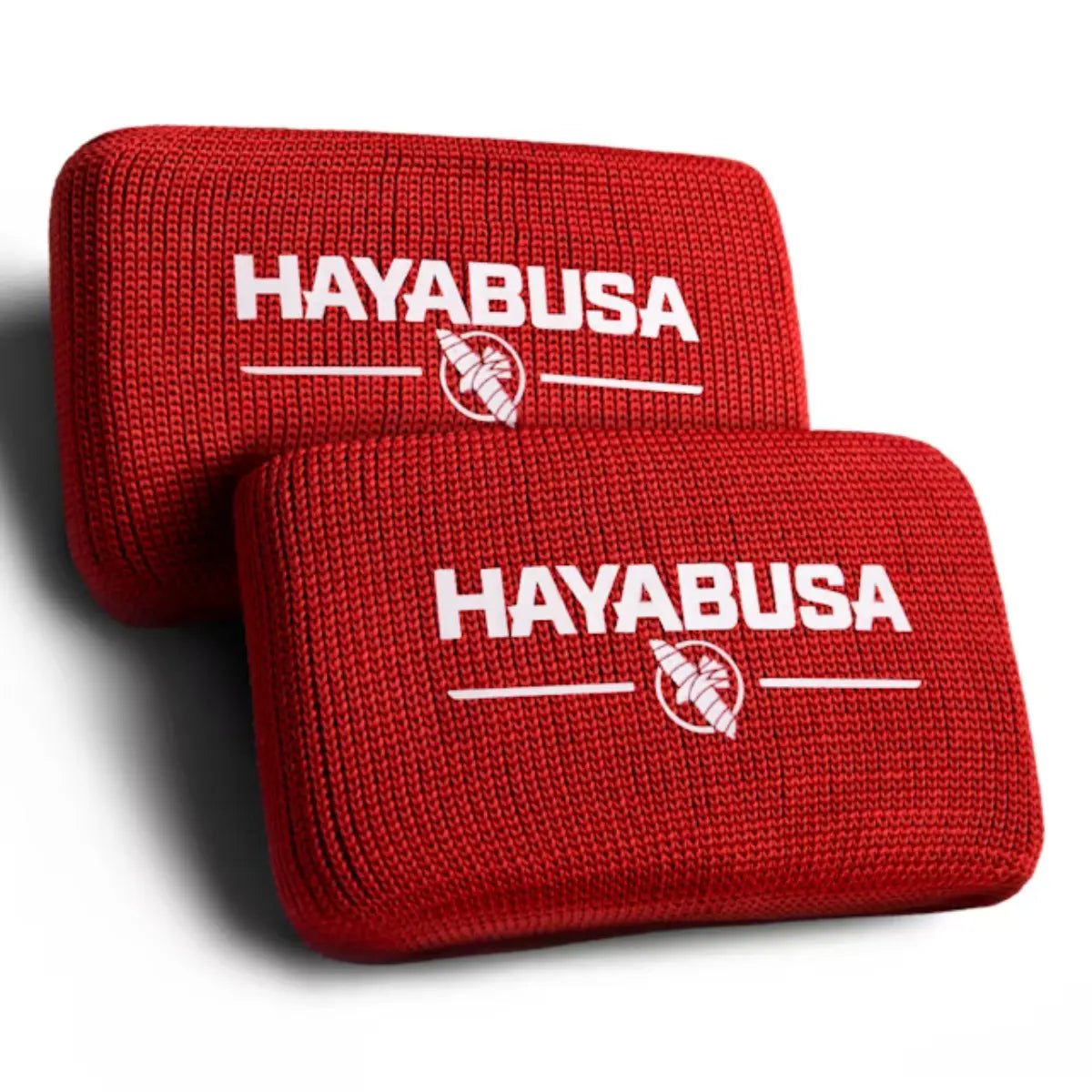 Hayabusa Knokkelbeschermers in rood, zijkant met zicht op de stevige afwerking en elastische band