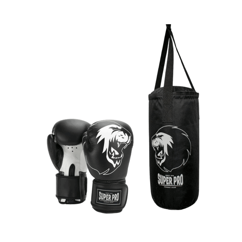 Set de Sac de Frappe Super Pro Combat Gear Enfant Noir Idéal