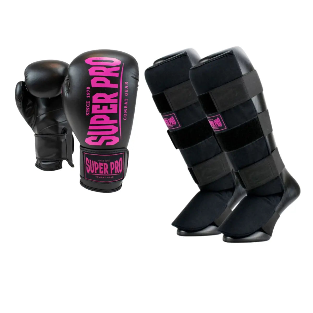 Super Pro Kickboks Scheenbeschermers Protector - Zwart/Wit - The Fight Company