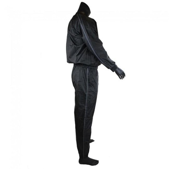 Zijaanzicht van het complete Super Pro zweetpak met broek en top