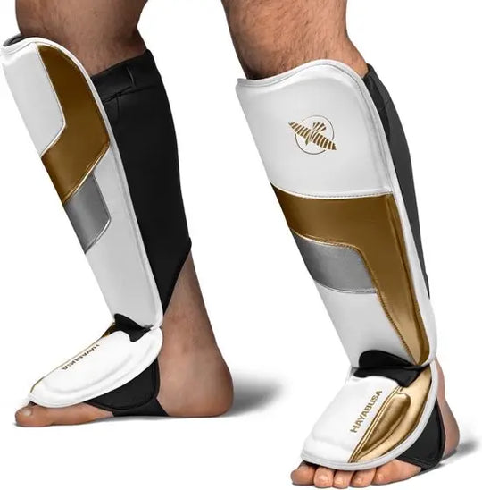 Hayabusa Scheenbeschermers T3 Full Back Wit/Goud