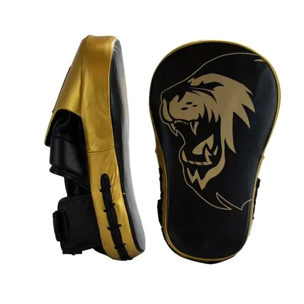 Super Pro Handmitts Long Curved Leer Zwart/Goud