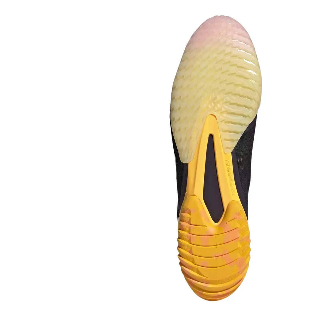 Zool van Adidas boksschoen met gele grip en flexibiliteit voor boksen