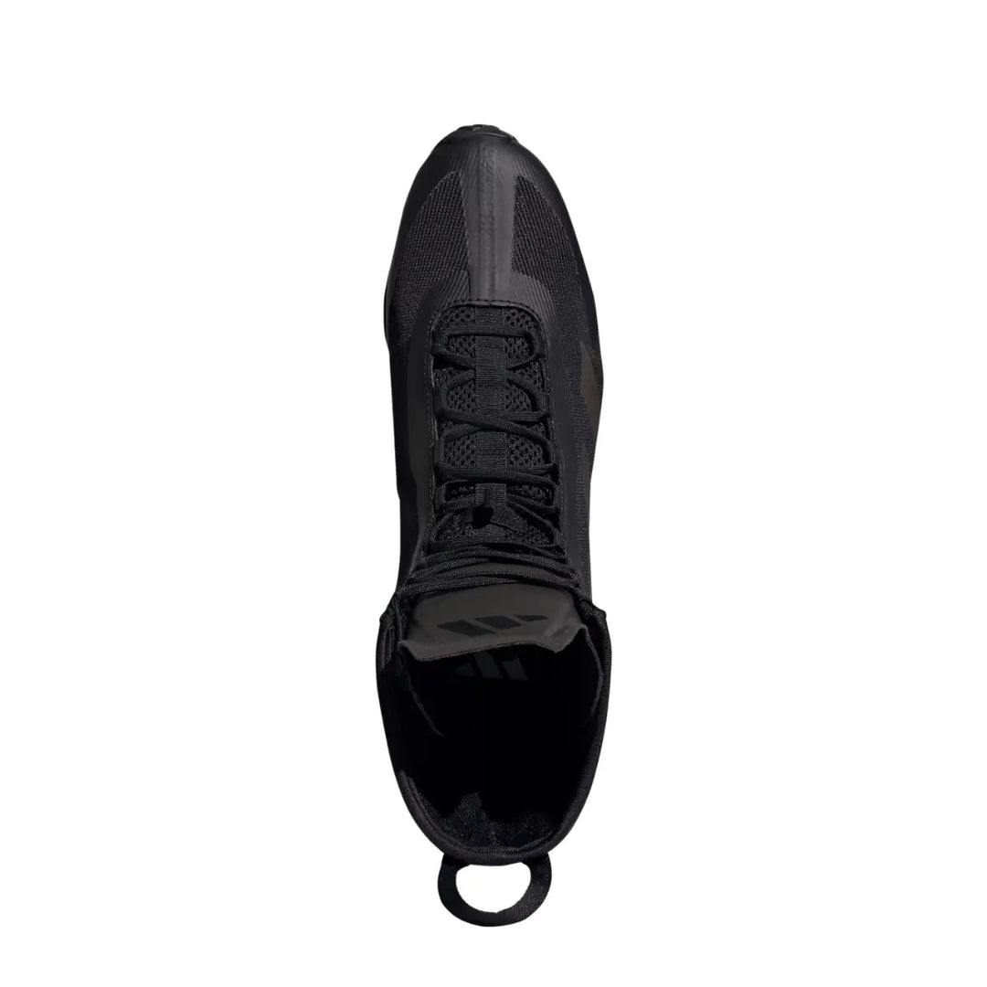 Boven kant van de Adidas Speedex Ultra Zwart met veteraansluiting voor optimale support. 