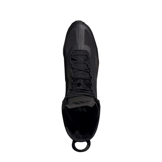 Boven kant van de Adidas Speedex Ultra Zwart met veteraansluiting voor optimale support. 