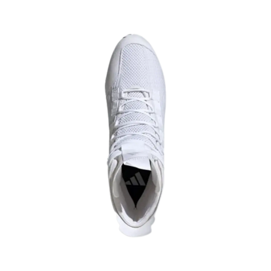 Bovenaanzicht van witte Adidas boksschoenen met vetersluiting