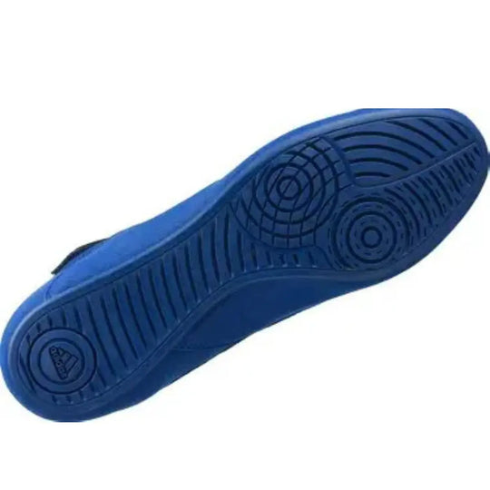 Blauwe zool van Adidas Havoc boksschoen met draaipatronen en gripzones
