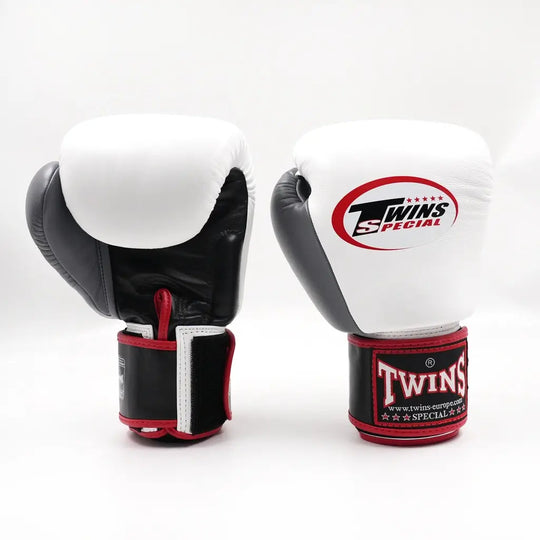 Twins Special bokshandschoenen wit zwart met klittenbandsluiting voor training