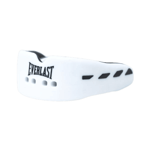 Everlast dubbele gebitsbeschermer met merklogo aan de zijkant, biedt optimale bescherming bij intensieve sporten.