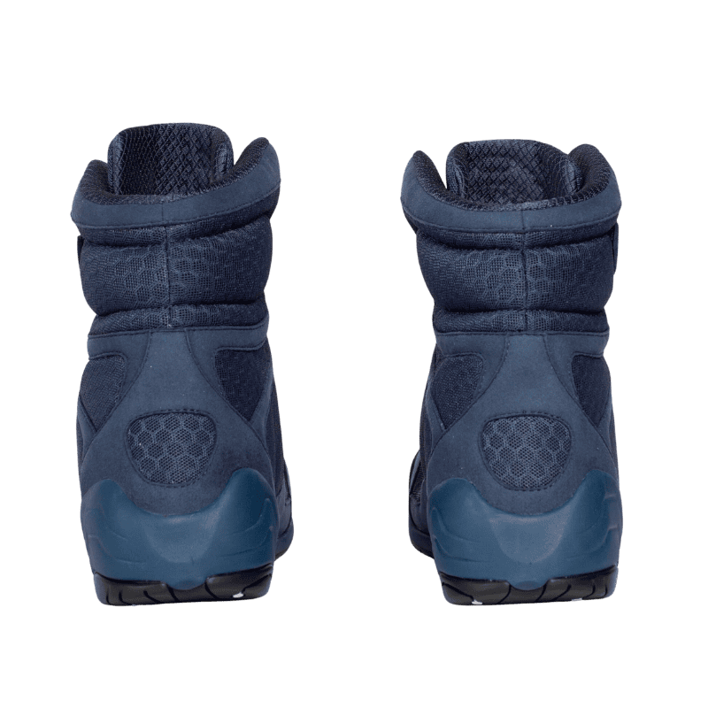 De achterkant van de blauwe Everlast Elite 2 boksschoenen, met een stevig hielontwerp voor extra stabiliteit en ondersteuning.