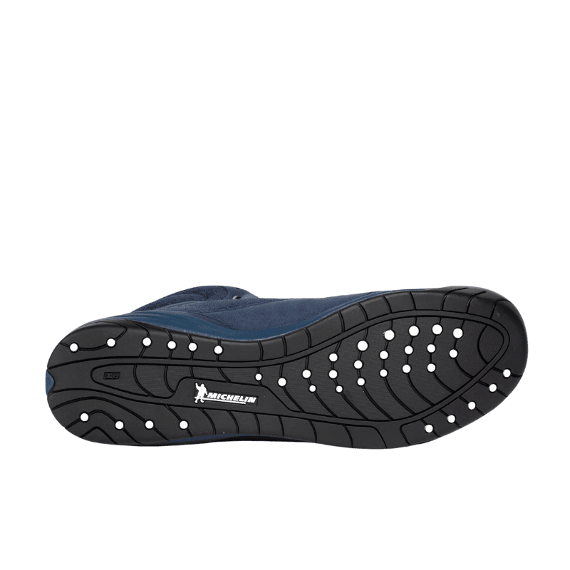 Onderkant van een blauwe Everlast Elite 2 boksschoen, met een Michelin-buitenzool die een geavanceerd antislipprofiel heeft voor uitstekende grip en stabiliteit.