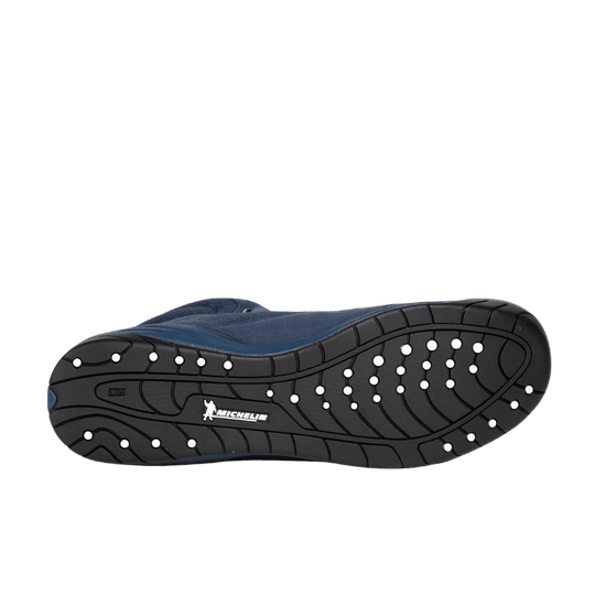 Onderkant van een blauwe Everlast Elite 2 boksschoen, met een Michelin-buitenzool die een geavanceerd antislipprofiel heeft voor uitstekende grip en stabiliteit.