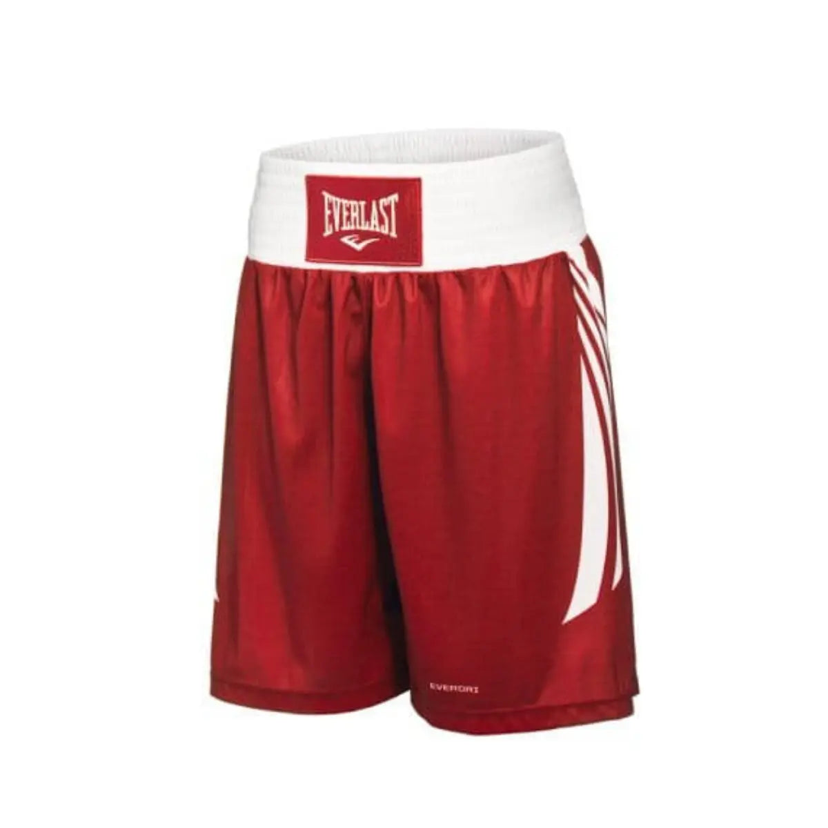 Red and white Everlast boxing shorts with a lightweight, breathable design and a wide elastic waistband. The classic cut allows unrestricted movement and a comfortable, secure fit. Ideal for boxing training and high-intensity gym sessions.