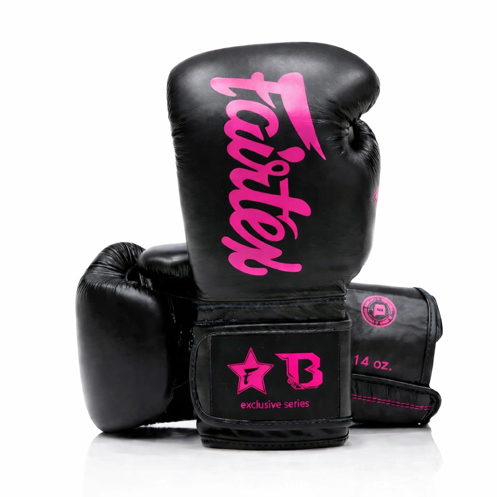 Fairtex bokshandschoenen zwart roze 10 oz geschikt voor sparring en training