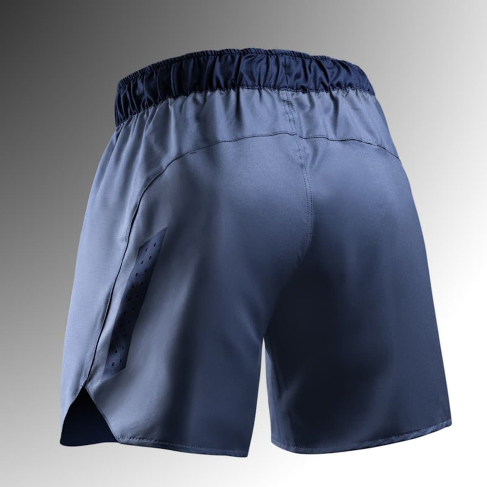 Achterzijde van de Hayabusa MMA Shorts Heren Core Blauw met gladde afwerking en comfortabele pasvorm.