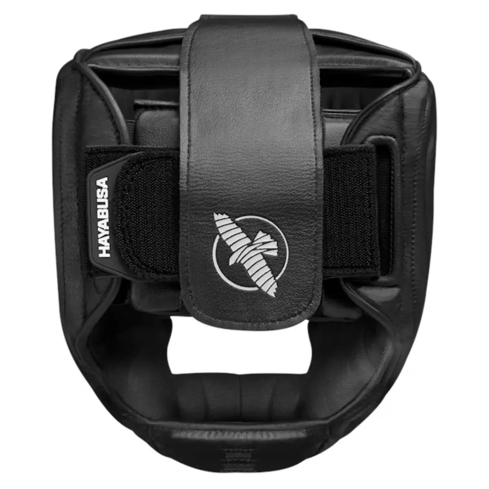 Zwarte Hayabusa hoofdbeschermer met stevige klittenbandsluiting aan de achterkant