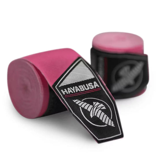Voorkant van de Hayabusa Boksbandage Perfect Stretch in roze, close-up van het materiaal