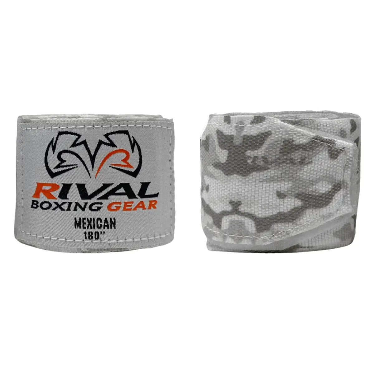 De Rival Bandage Camo Sand is een lichtgrijze handwrap met camouflageprint, ontworpen voor maximale ondersteuning van pols en knokkels. Het Rival-logo en de “Mexican 180” markering tonen de premium kwaliteit. Ideaal voor boksers die stabiliteit en comfort willen tijdens elke trainingssessie.