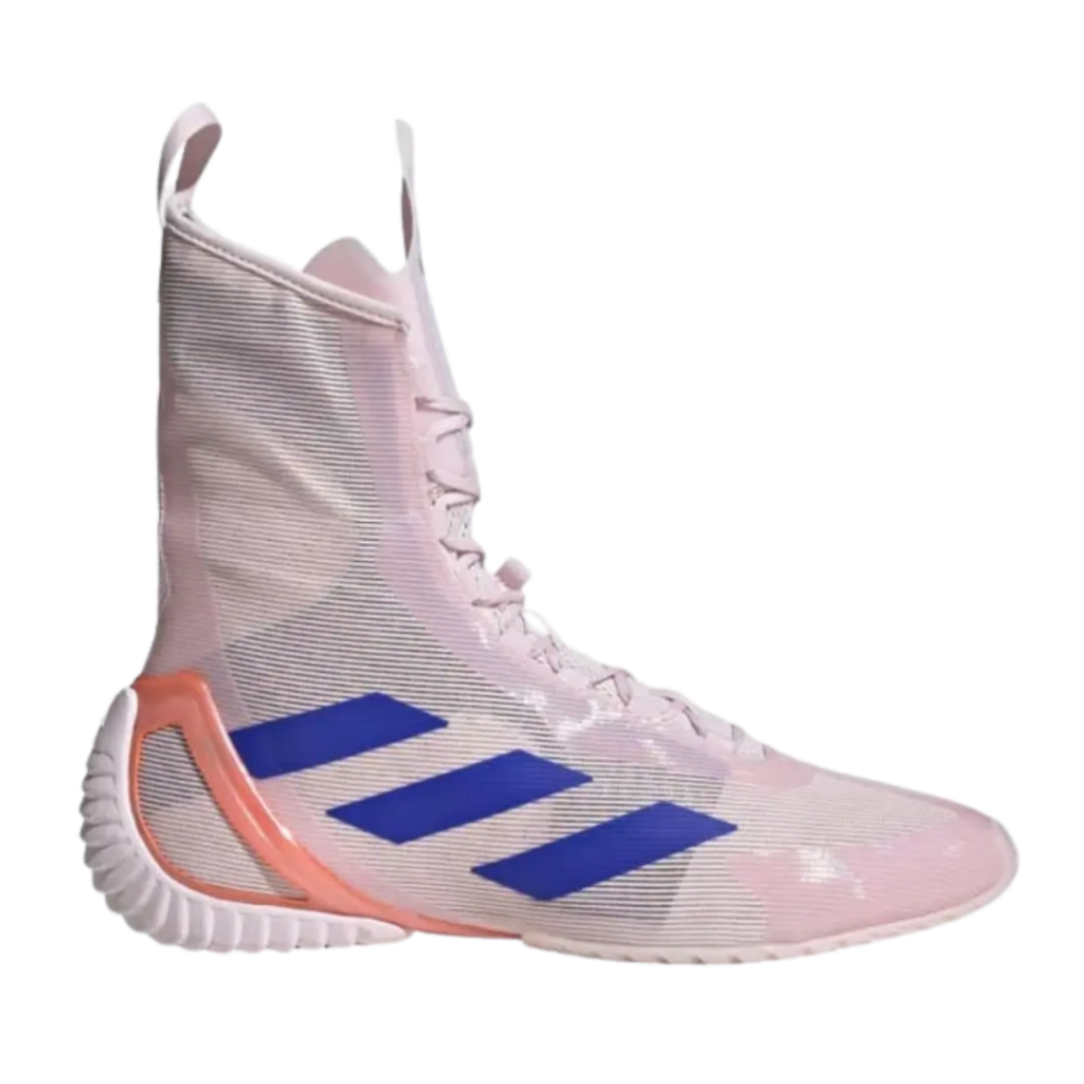 Zijkant van de Adidas Speedex Ultra Almost Pink met stevige enkel support. 