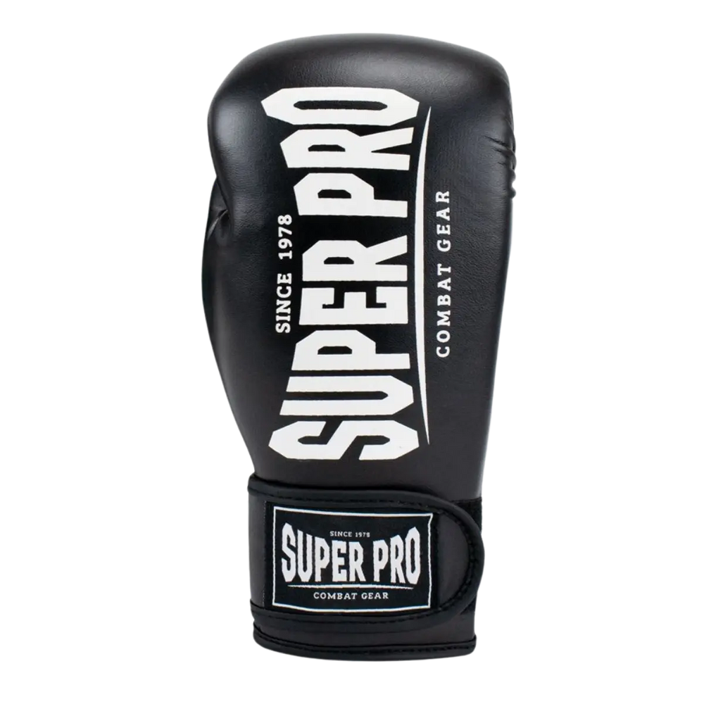 Super Pro Champ bokshandschoen zwart, close-up van de polssluiting