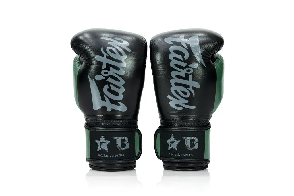 Set Fairtex bokshandschoenen groen zwart uit exclusive serie voor intensieve training