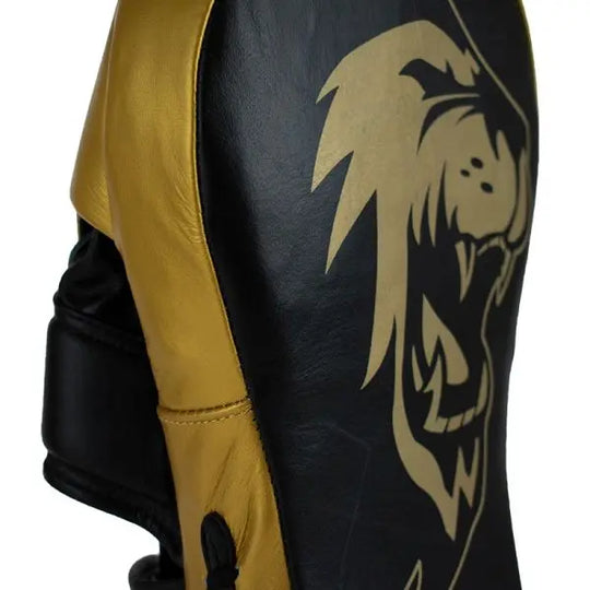 Super Pro Handmitts Long Curved Leer Zwart/Goud