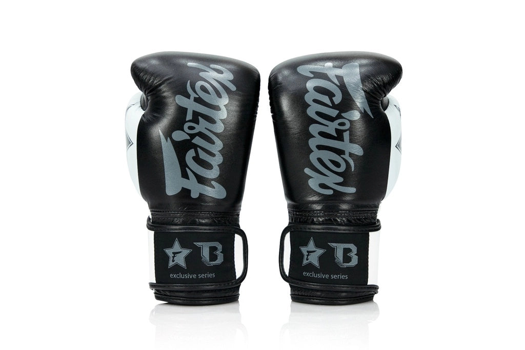 Set Fairtex bokshandschoenen zwart met ergonomisch ontwerp voor training