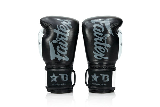 Set Fairtex bokshandschoenen zwart met ergonomisch ontwerp voor training