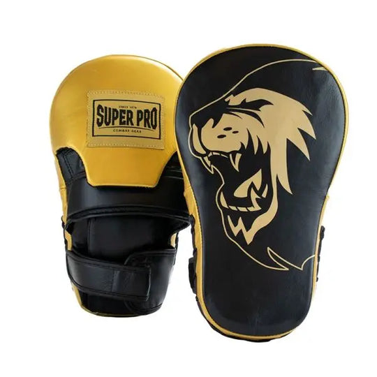 Super Pro Handmitts Long Curved Leer Zwart/Goud