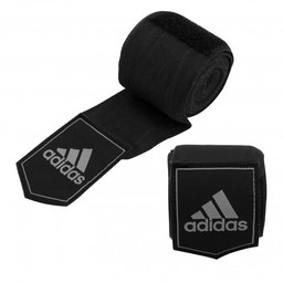 Zwarte en roze adidas handwraps met een klassiek logo voor sporttraining.