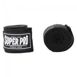 Rol van zwarte Super Pro handwraps met wit logo.